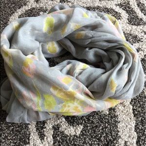 Beautiful soft yellow gray pink infinity scarf